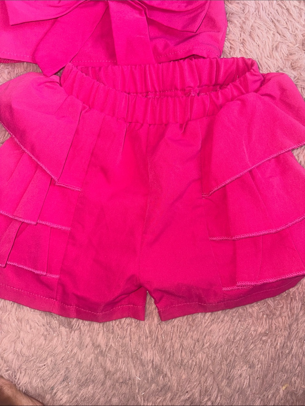 SHEIN Pink Bow Tank Top & Ruffle Shorts Matching Set - Picture 4 of 6